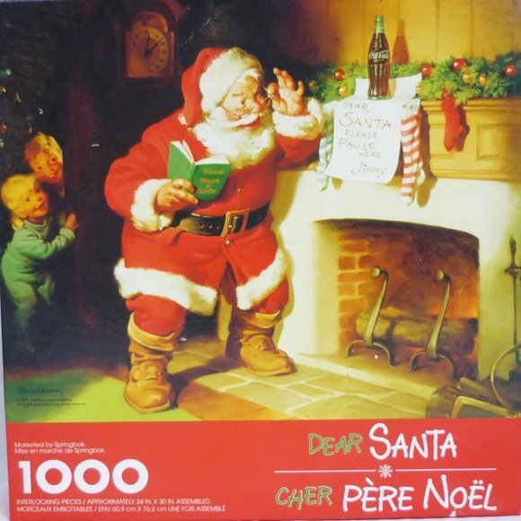 Christmas Coca Cola Dear Santa Springbok 1000 Piece Puzzle Large  24" x 30" - Picture 1 of 4